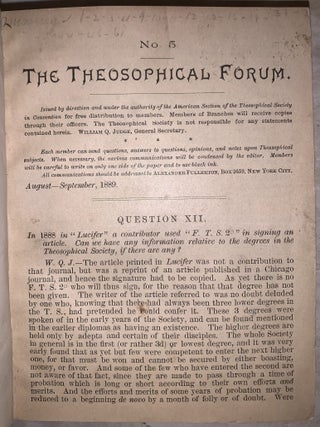 The Theosophical Forum: First Series [54 Issues]