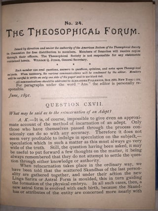 The Theosophical Forum: First Series [54 Issues]