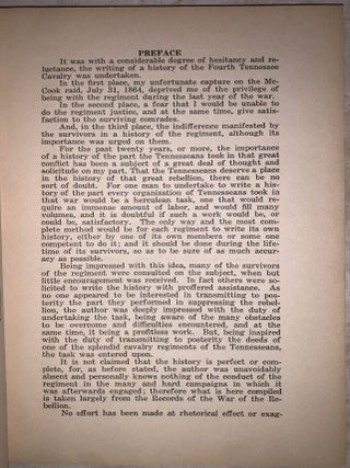 History of the Fourth Tennessee Cavalry: U.S.A. War of the Rebellion 1861-65: All of Which I Saw and Part of What I Was