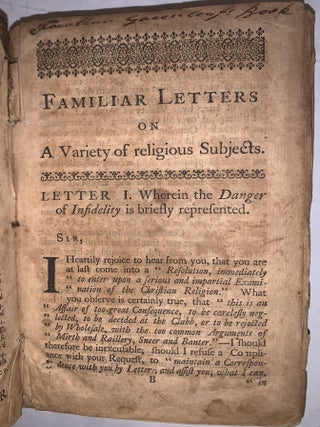Familiar Letters, To a Gentleman, Upon A Variety of seasonable and important Subjects in Religion