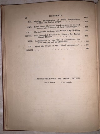 The Jew and Human Sacrifice: [Human Blood and Jewish Ritual] An Historical and Sociological Inquiry
