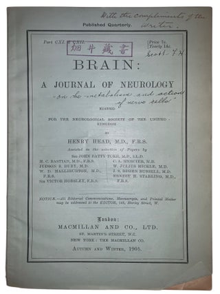 On the Metabolism and Action of Nerve Cells. Offprint from Brain: A Journal of Neurology