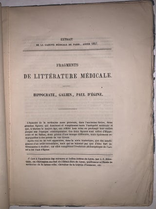 &Eacute;tudes m&eacute;dicales, historiques et critiques sur les m&eacute;decins de l&rsquo;Antiquit&eacute;, et en particulier sur Hippocrate, Galien, Paul d&rsquo;&Eacute;gine