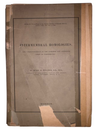 Intermembral Homologies. The Correspondence of the Anterior and Posterior Limbs of Vertebrates