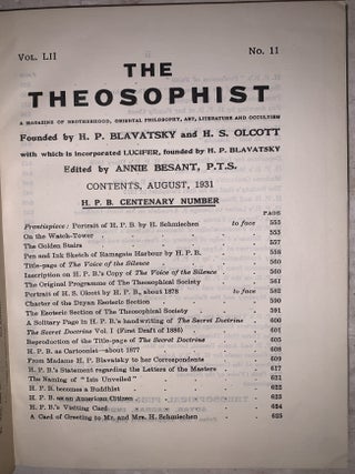 The Theosophist Vol. LII No. 11: H. P. B. Centenary Number