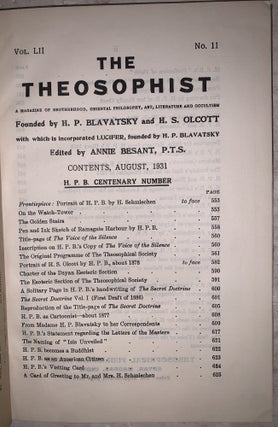 The Theosophist Vol. LII No. 11: H. P. B. Centenary Number