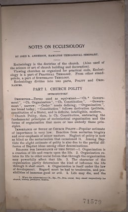 Notes on Ecclesiology