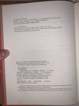 The Folklore of Spain in the American Southwest: Traditional Spanish Folk Literature in northern New Mexico and southern Colorado