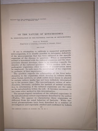 On the Nature of Mitochondria: Parts I&ndash;IV, VIII & IX. Four Offprints, 1922&ndash;1925