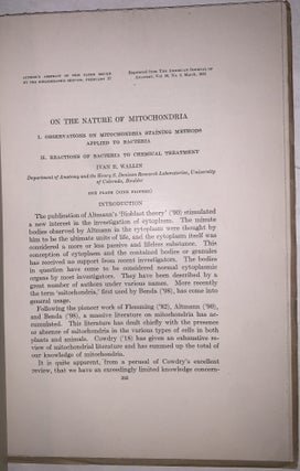 On the Nature of Mitochondria: Parts I–IV, VIII & IX. Four Offprints, 1922–1925