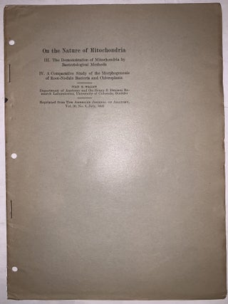On the Nature of Mitochondria: Parts I&ndash;IV, VIII & IX. Four Offprints, 1922&ndash;1925