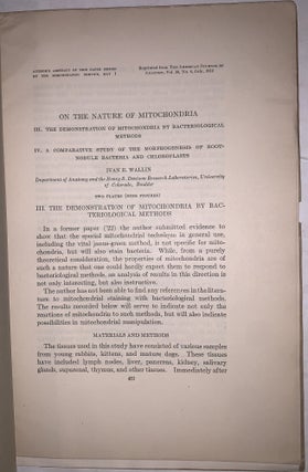 On the Nature of Mitochondria: Parts I–IV, VIII & IX. Four Offprints, 1922–1925