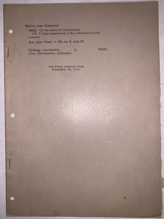 On the Nature of Mitochondria: Parts I&ndash;IV, VIII & IX. Four Offprints, 1922&ndash;1925