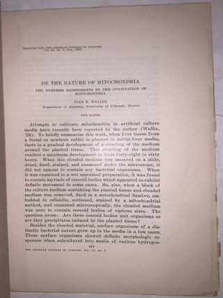 On the Nature of Mitochondria: Parts I&ndash;IV, VIII & IX. Four Offprints, 1922&ndash;1925