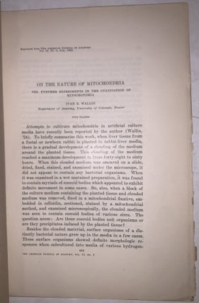 On the Nature of Mitochondria: Parts I–IV, VIII & IX. Four Offprints, 1922–1925