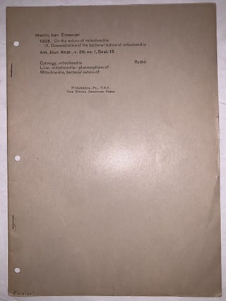 On the Nature of Mitochondria: Parts I&ndash;IV, VIII & IX. Four Offprints, 1922&ndash;1925