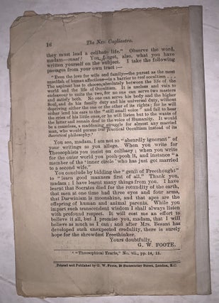 The New Cagliostro: An Open Letter to Madame Blavatsky