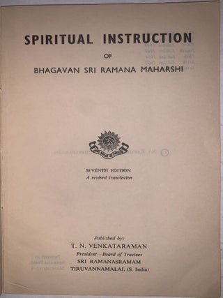 Spiritual Instruction of Bhagavan Sri Ramana Maharshi
