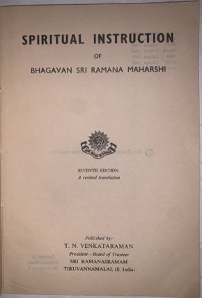 Spiritual Instruction of Bhagavan Sri Ramana Maharshi