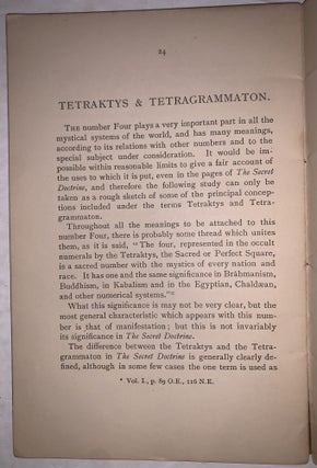 Studies in the “Secret Doctrine”: I. The Monad; II. Tetraktys & Tetragrammaton
