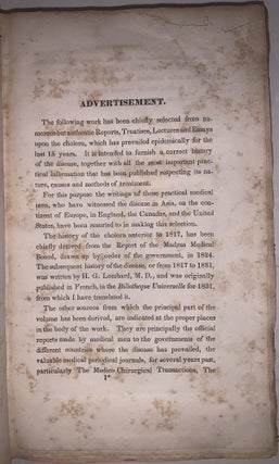 A Treatise on Epidemic Cholera; Including an Historical Account of Its Origin and Progress, to the Present Period