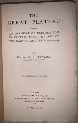 The Great Plateau: Being an Account of Exploration in Central Tibet, 1903, and of the Gartok Expedition 1904-1905vvv